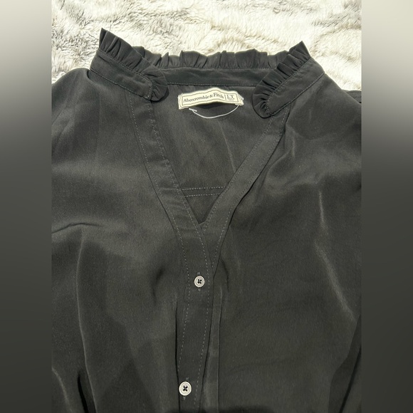 Abercrombie & Fitch Black Long Sleeve Drawstring Shirt Dress Large Tall NWT - Picture 4 of 5